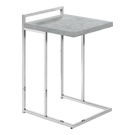 Monarch Specialties Accent Table, C-shaped, End, Side, Snack, Living Room, Bedroom, Metal, Laminate, Grey, Chrome I 3639